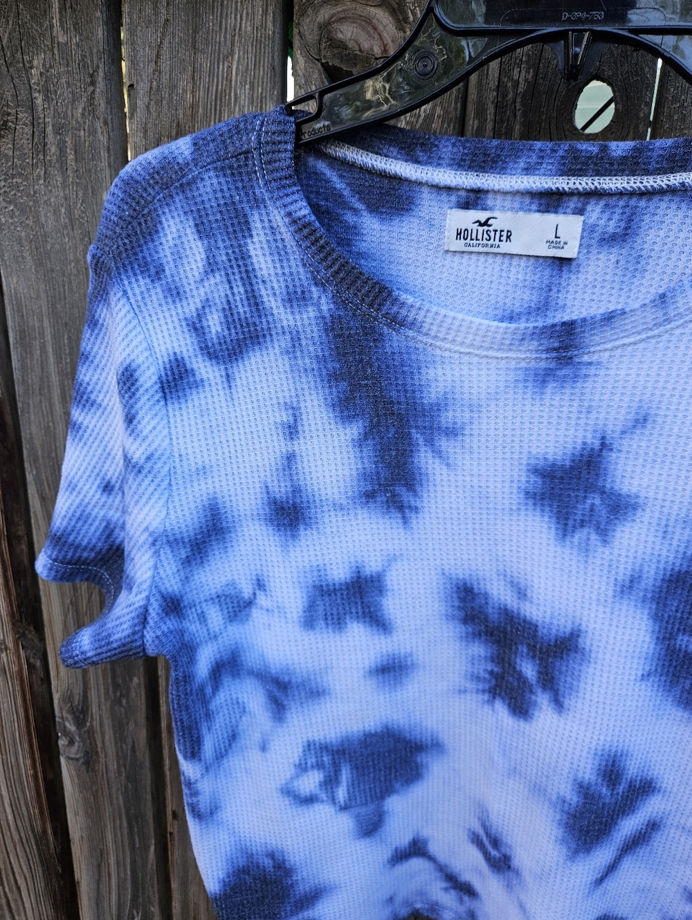 Hollister Blue Tie-Dye Waffle Short Sleeve Tee Size L - Picture 9 of 16